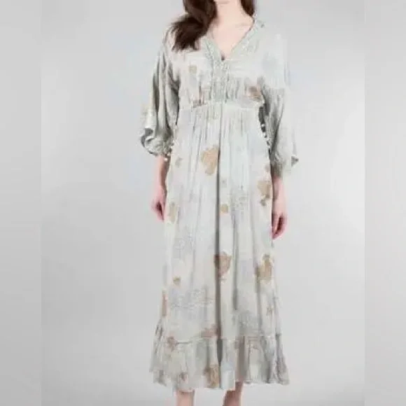 Dolma Delaware Grey Coral Reef Maxi Dress NWT Sz: Large - Picture 3 of 14